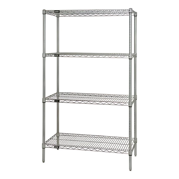 WR63-2448C Chrome Wire Shelving Unit: 4-Tier Heavy-Duty Storage Rack with NSF Approval Quantum