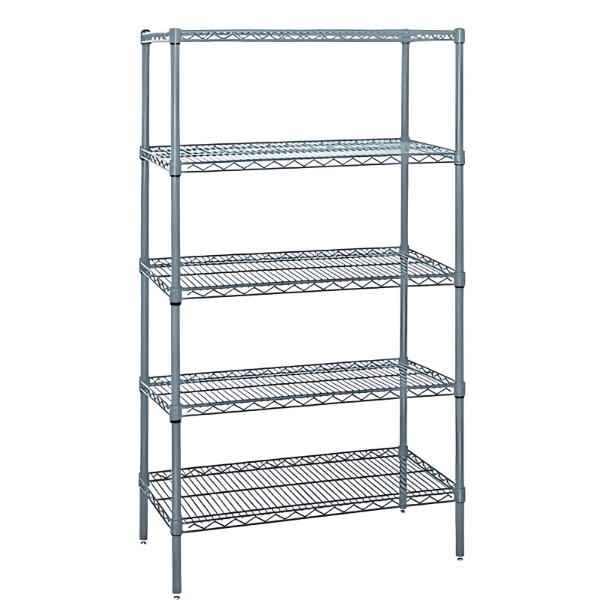 WR63-2460GY-5 Gray Epoxy Wire Shelving Kit: 5-Shelf Heavy-Duty Storage System (60"W x 24"D x 63"H, 600 lbs/Shelf) Quantum