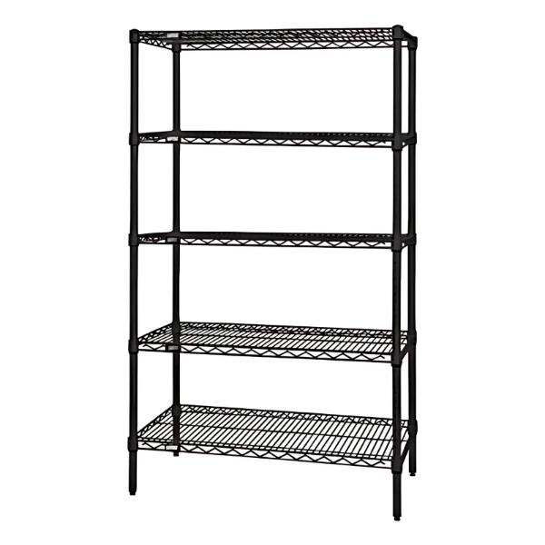 WR63-2472BK-5 Black Epoxy Wire Shelving Kit: 5-Tier, NSF-Approved, 72"x24"x63", 600lb Capacity Quantum