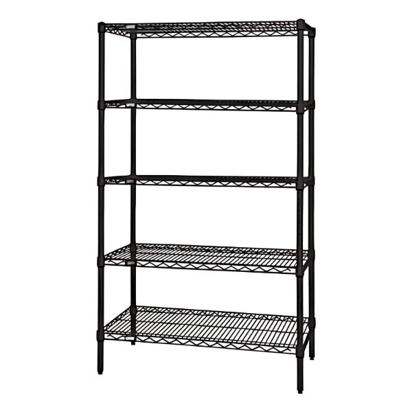 WR74-1836BK-5 Black Epoxy Wire Shelving Starter Kit, NSF Certified, 5 Adjustable Shelves, 74"H x 36"W x 18"D, Durable Finish Quantum
