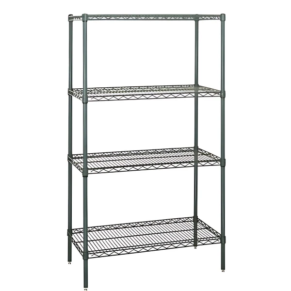 WR74-1836P Green Epoxy Wire Shelving Starter Kit: NSF-Approved, 4-Shelf Storage System (36"W x 18"D x 74"H) - Expandable, Easy Assembly Quantum