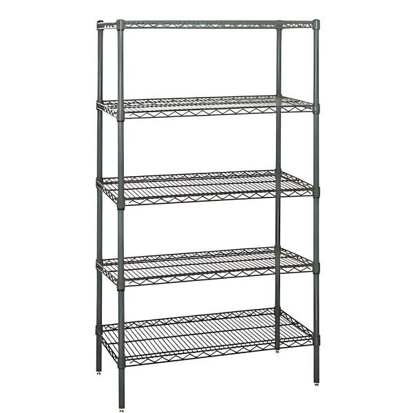 WR74-1836P-5 Green Epoxy Wire Shelving Starter Kit, NSF Certified, 5 Adjustable Shelves, 74"H x 36"W x 18"D, Durable Finish Quantum