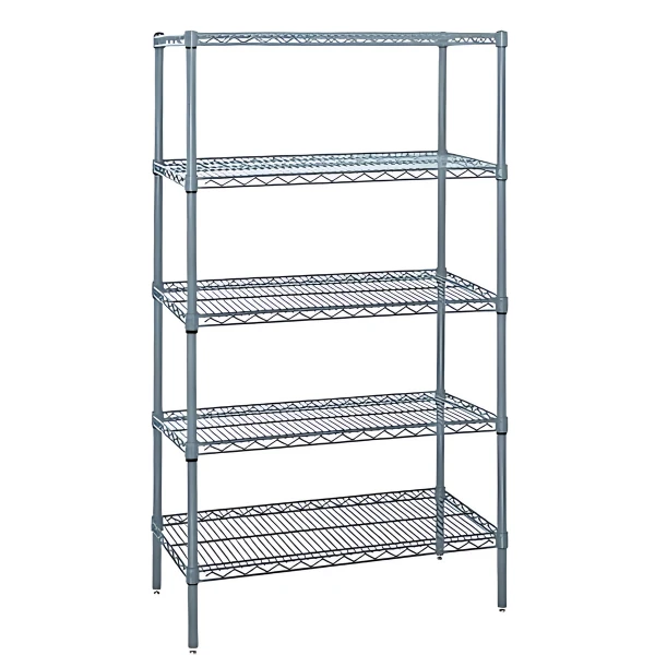 WR74-1848GY-5 Gray Epoxy Wire Shelving Starter Kit: NSF-Approved, 5-Tier, Expandable Storage Solution Quantum