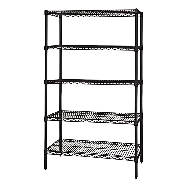 WR74-1860BK-5 Black Epoxy Wire Shelving Starter Kit - NSF Approved, Easy Assembly, Versatile Storage Solution Quantum