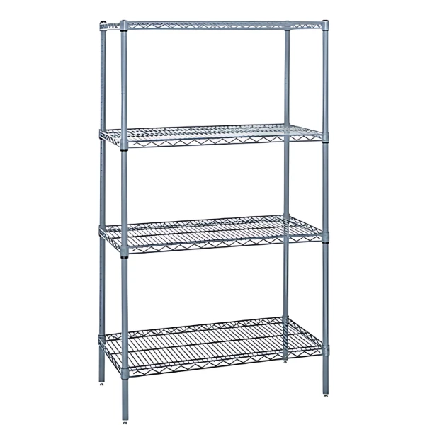 WR74-2436G - Gray Epoxy Wire Shelving Starter Kit: NSF-Certified, 4-Tier, Tool-Free Assembly Quantum