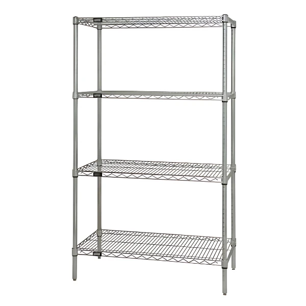 WR74-2460C - Chrome Wire Shelving Unit: 4-Shelf, 600lb Capacity, NSF-Approved Storage Rack Quantum