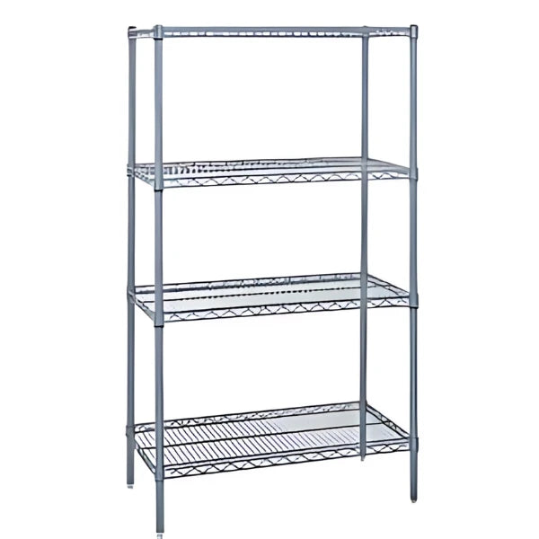 WR74-2472GY- Gray Epoxy Wire Shelving Unit: 4-Shelf NSF-Approved Storage Rack (72"W x 24"D x 74"H, 600lb/Shelf, Tool-Free Assembly) Quantum