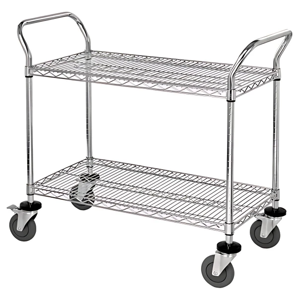 WRC-1836-2 Chrome 2-Shelf Wire Utility Cart - 1200 lb Capacity Quantum