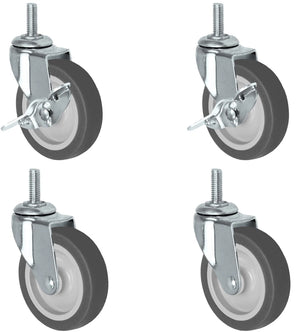 3" Thermo Rubber Swivel & Locking Caster – 3/8" Threaded Stem