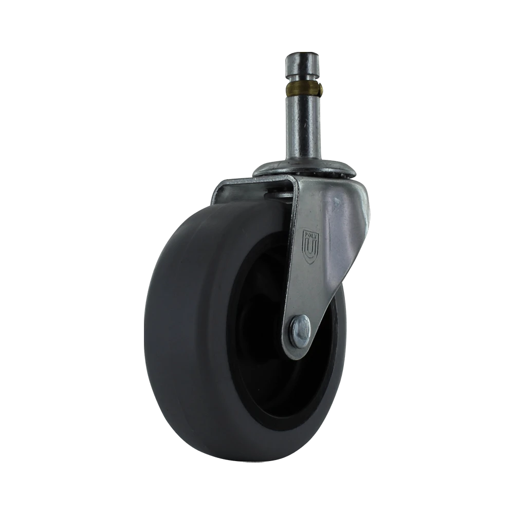 3" x 1" Polypropylene Swivel Caster with 150 lb Capacity, Zinc Plated Steel Yoke, and 7/16" x 1 3/8" Friction Stem CasterHQ