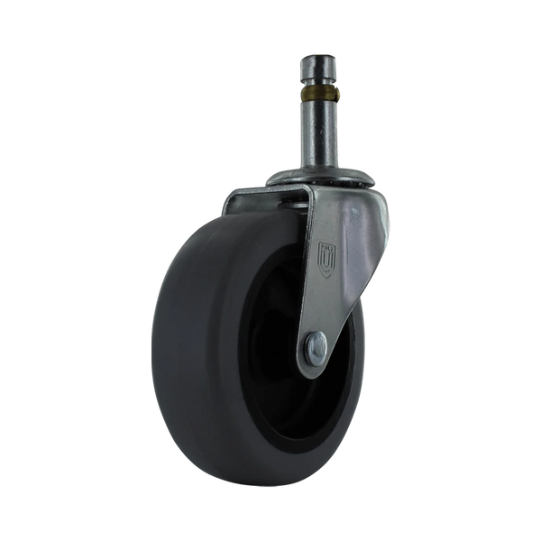 3" x 1" Polypropylene Swivel Caster with 150 lb Capacity, Zinc Plated Steel Yoke, and 7/16" x 1 3/8" Friction Stem CasterHQ