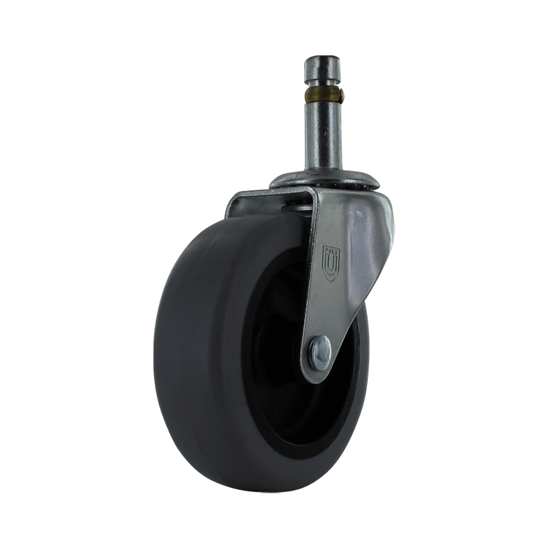 3" x 1" Polypropylene Swivel Caster with 150 lb Capacity, Zinc Plated Steel Yoke, and 7/16" x 1 3/8" Friction Stem CasterHQ
