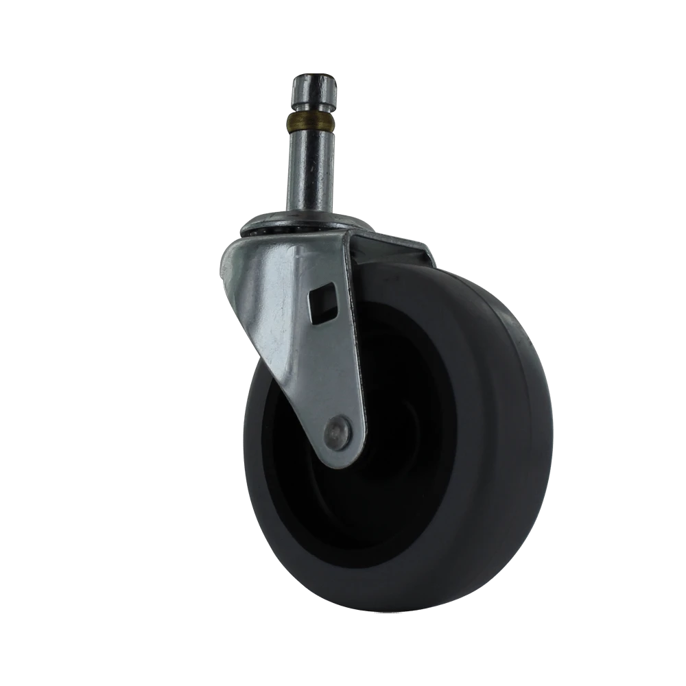 3" x 1" Polypropylene Swivel Caster with 150 lb Capacity, Zinc Plated Steel Yoke, and 7/16" x 1 3/8" Friction Stem CasterHQ