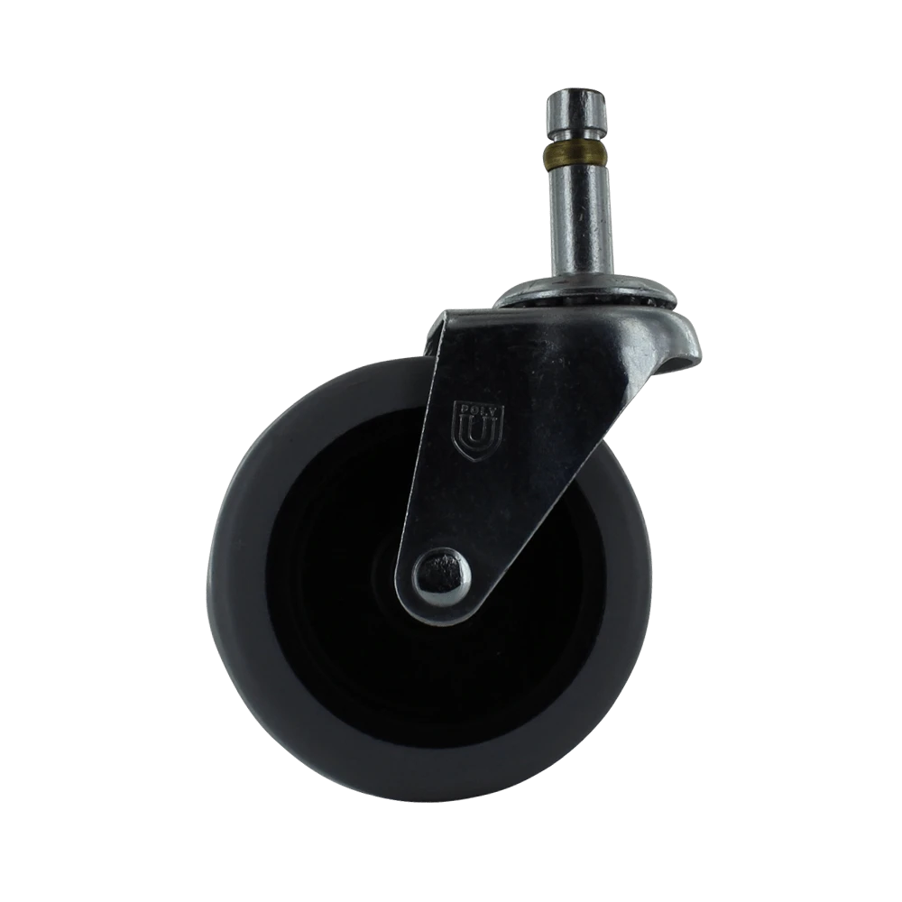 3" x 1" Polypropylene Swivel Caster with 150 lb Capacity, Zinc Plated Steel Yoke, and 7/16" x 1 3/8" Friction Stem CasterHQ