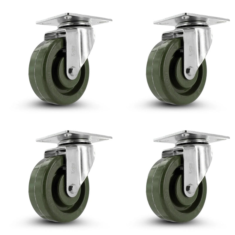 4 Inch Oven Rack Casters 4-Pack - 1900 lbs Total Capacity | 475°F Heat Resistant Industrial Set CasterHQ