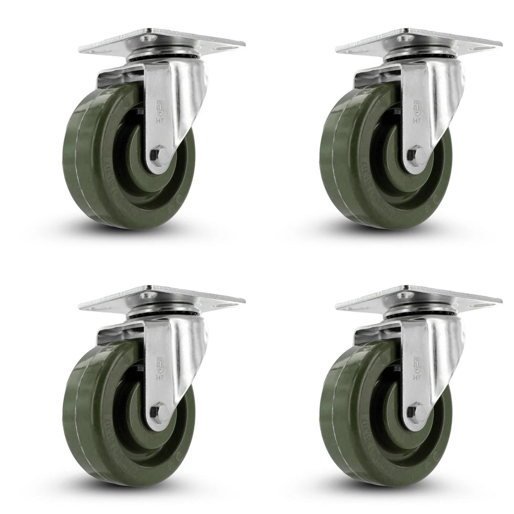 4 Inch Oven Rack Casters 4-Pack - 1900 lbs Total Capacity | 475°F Heat Resistant Industrial Set CasterHQ