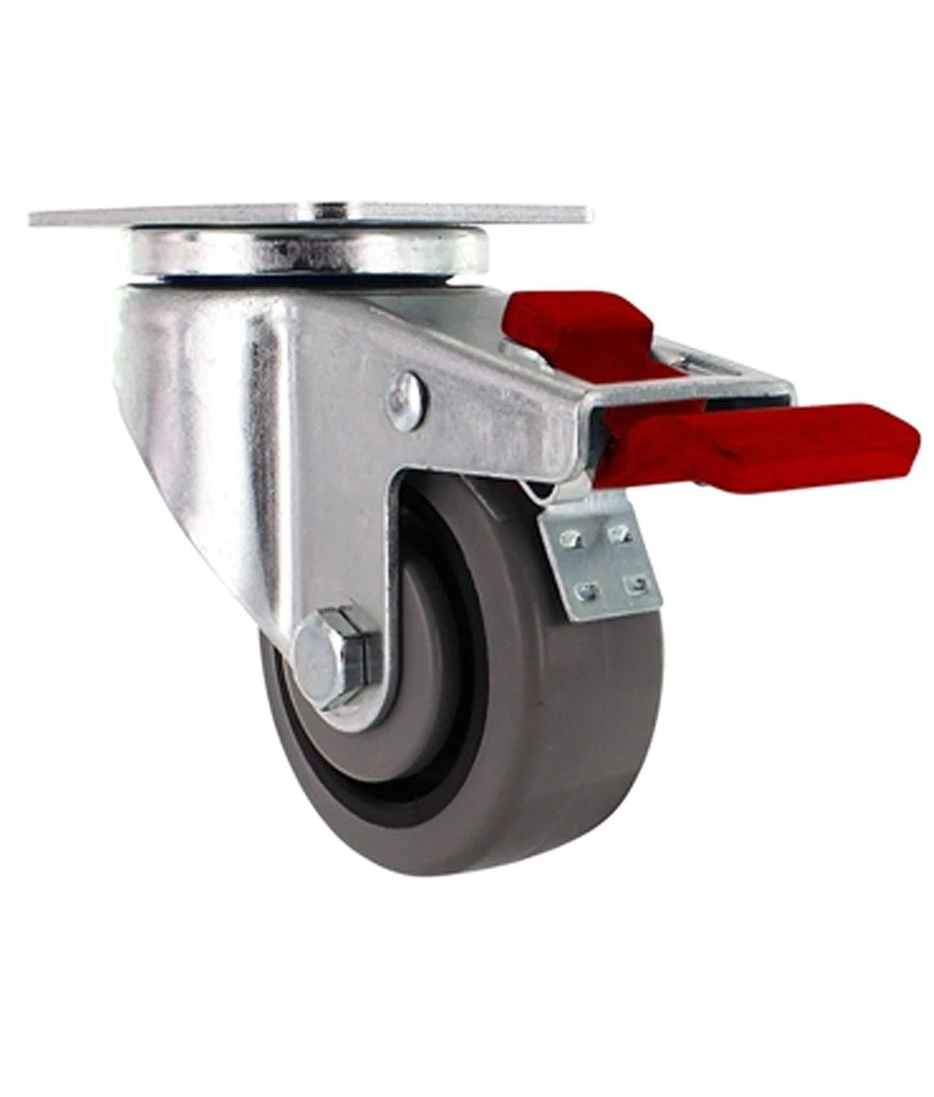 3" X 1.25" | TPR A70 Crown Tread Wheel | Total Locking Swivel Caster | 180 lbs cap | Smaller Plate Size CasterHQ