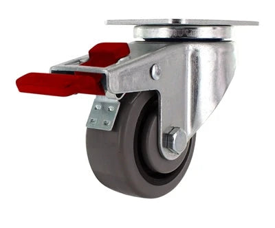 3" X 1.25" | TPR A70 Crown Tread Wheel | Total Locking Swivel Caster | 180 lbs cap | Smaller Plate Size CasterHQ
