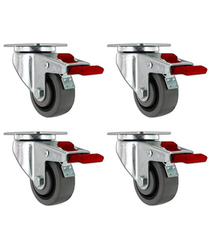 3" x 1.25" TPR Swivel Total Lock Caster – 720 lb