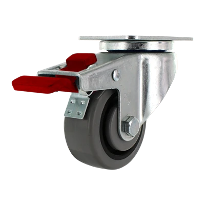 3 Inch x 1.25 Inch TPR Crown Tread Total Locking Caster Set - 4 Pack | 720 lbs Total Capacity CasterHQ