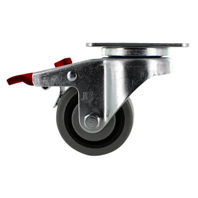 3 Inch x 1.25 Inch TPR Crown Tread Total Locking Caster Set - 4 Pack | 720 lbs Total Capacity CasterHQ