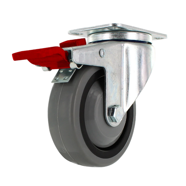 4" X 1.25" | TPR A70 CROWN TREAD WHEEL | TOTAL LOCKING SWIVEL CASTER | 250 LBS CAP | Smaller Plate Size CasterHQ