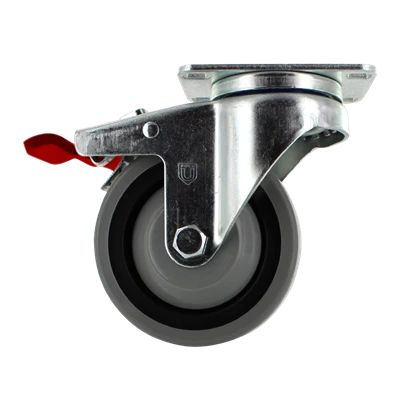 4" X 1.25" | TPR A70 CROWN TREAD WHEEL | TOTAL LOCKING SWIVEL CASTER | 250 LBS CAP | Smaller Plate Size CasterHQ