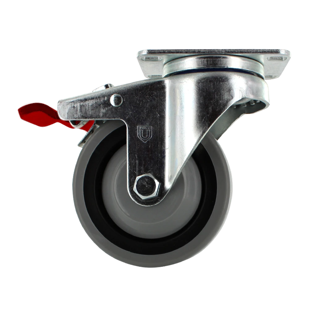 4" X 1.25" | TPR A70 CROWN TREAD WHEEL | TOTAL LOCKING SWIVEL CASTER | 250 LBS CAP | Smaller Plate Size CasterHQ