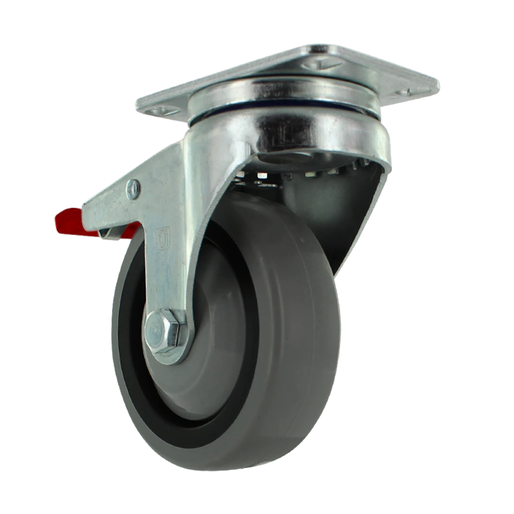 4" X 1.25" | TPR A70 CROWN TREAD WHEEL | TOTAL LOCKING SWIVEL CASTER | 250 LBS CAP | Smaller Plate Size CasterHQ