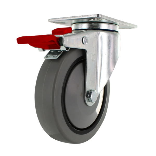 5" X 1.25" | TPR A70 CROWN TREAD WHEEL | TOTAL LOCKING SWIVEL CASTER | 300 LBS CAP CasterHQ