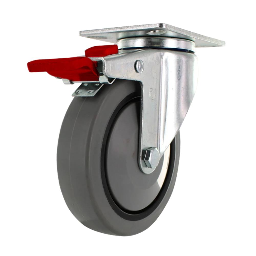 5" X 1.25" | TPR A70 CROWN TREAD WHEEL | TOTAL LOCKING SWIVEL CASTER | 300 LBS CAP CasterHQ