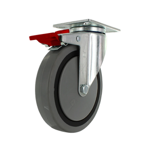 5" x 1.25" TPR Crown Swivel Total Lock Caster 2-3/8" x 3-5/8" Plate – 300 lb