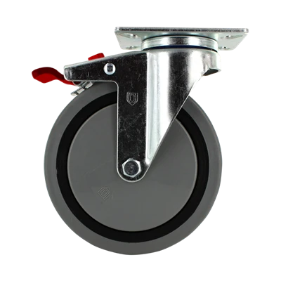 5" X 1.25" | TPR A70 CROWN TREAD WHEEL | TOTAL LOCKING SWIVEL CASTER | 300 LBS CAP | Smaller Plate Size CasterHQ