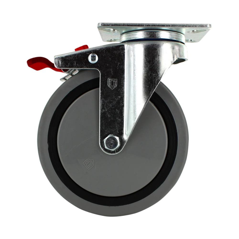 5" X 1.25" | TPR A70 CROWN TREAD WHEEL | TOTAL LOCKING SWIVEL CASTER | 300 LBS CAP | Smaller Plate Size CasterHQ