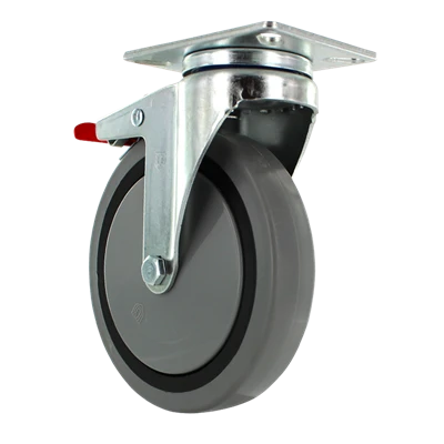 5" X 1.25" | TPR A70 CROWN TREAD WHEEL | TOTAL LOCKING SWIVEL CASTER | 300 LBS CAP | Smaller Plate Size CasterHQ