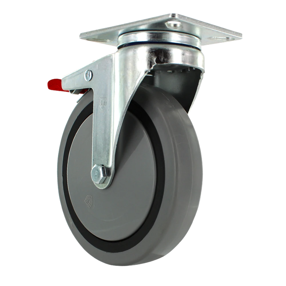 5" X 1.25" | TPR A70 CROWN TREAD WHEEL | TOTAL LOCKING SWIVEL CASTER | 300 LBS CAP | Smaller Plate Size CasterHQ