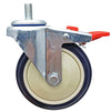 5" x 1-1/4" Total Locking Stem Caster | Purple on Cream Polyurethane Wheel | 350 lbs Capacity | 1/2"-13 x 1" Threaded Stem CasterHQ