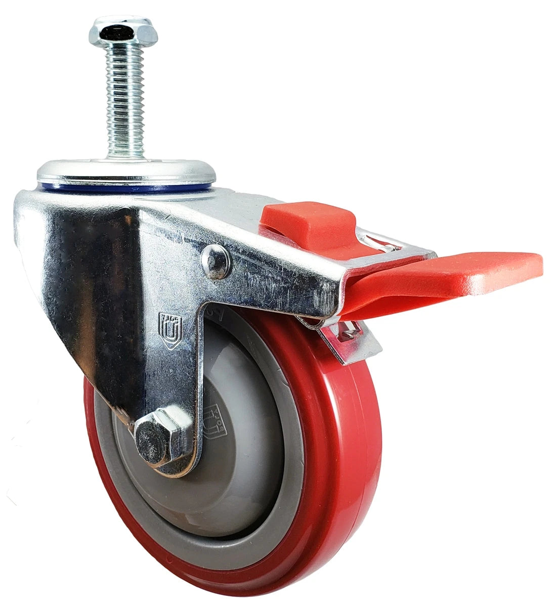 4" X 1-1/4" Total Locking Swivel Stem Caster | 1/2"-13x 1-1/2" Threaded Stem | 300 lbs Load Capacity CasterHQ