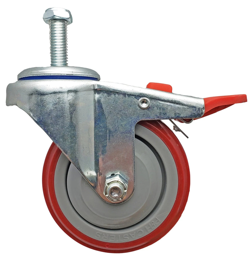 4" X 1-1/4" Total Locking Swivel Stem Caster | 1/2"-13x 1-1/2" Threaded Stem | 300 lbs Load Capacity CasterHQ