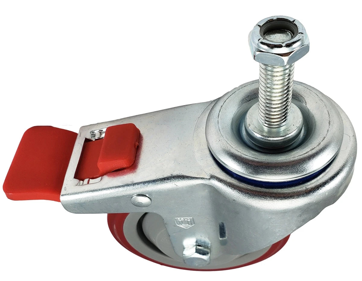 4" X 1-1/4" Total Locking Swivel Stem Caster | 1/2"-13x 1-1/2" Threaded Stem | 300 lbs Load Capacity CasterHQ