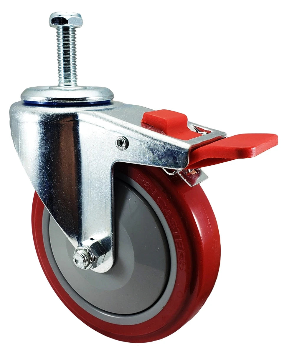 5" X 1-1/4" Total Locking Swivel Stem Caster | 1/2"-13x 1-1/2" Threaded Stem | 350 lbs Load Capacity CasterHQ