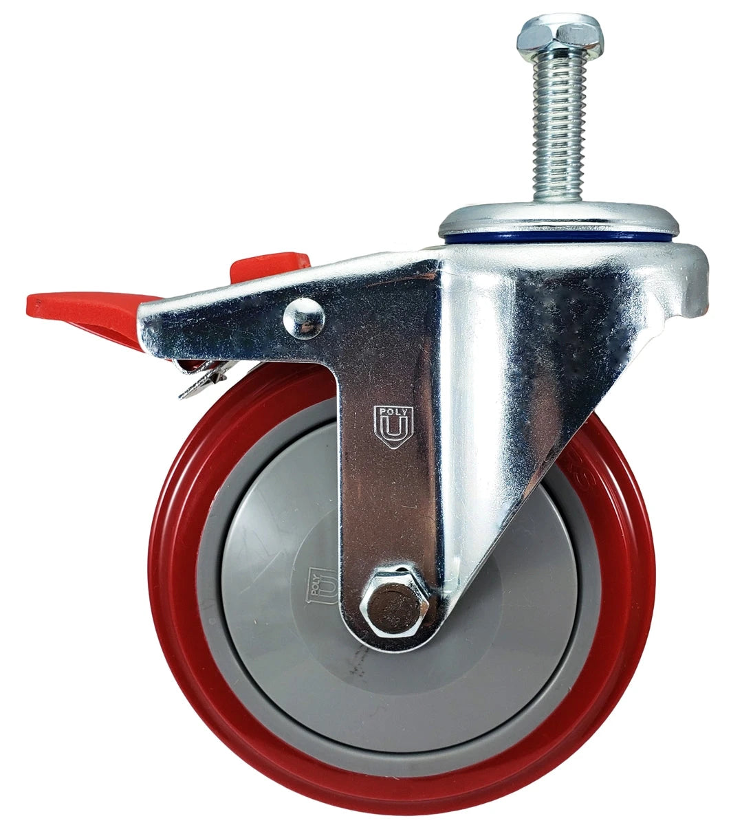 5" X 1-1/4" Total Locking Swivel Stem Caster | 1/2"-13x 1-1/2" Threaded Stem | 350 lbs Load Capacity CasterHQ