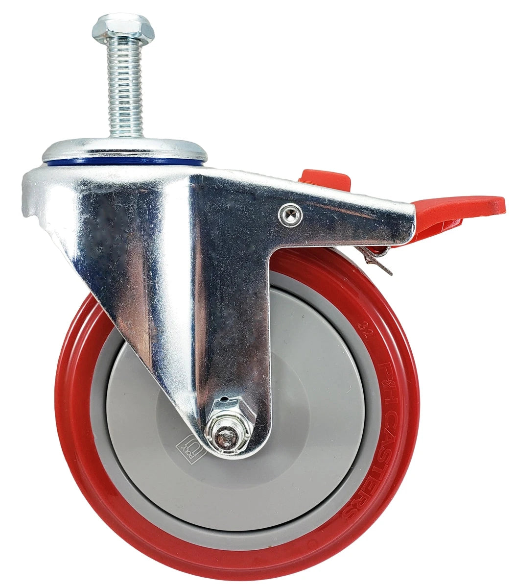 5" X 1-1/4" Total Locking Swivel Stem Caster | 1/2"-13x 1-1/2" Threaded Stem | 350 lbs Load Capacity CasterHQ