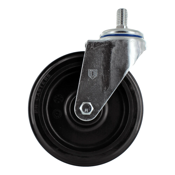 5 Inch Front Swivel Shopping Cart Caster with Lock Nut - Zinc Plated Steel | 250 lbs Capacity CasterHQ