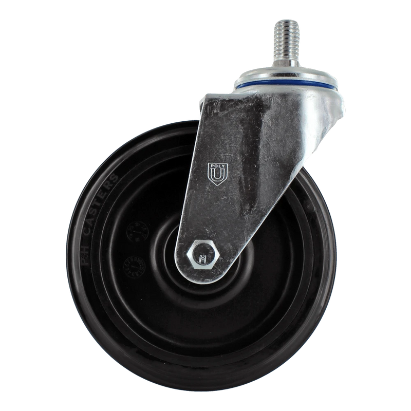 5 Inch Front Swivel Shopping Cart Caster with Lock Nut - Zinc Plated Steel | 250 lbs Capacity CasterHQ