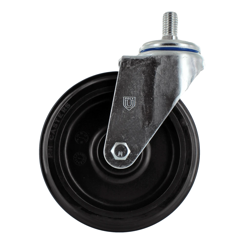 5 Inch Front Swivel Shopping Cart Caster with Lock Nut - Zinc Plated Steel | 250 lbs Capacity CasterHQ