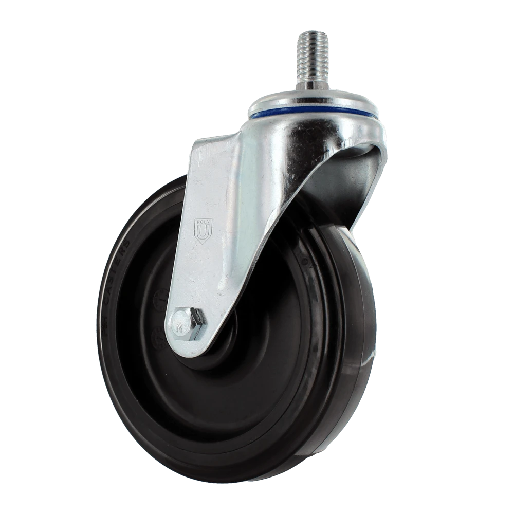 5 Inch Front Swivel Shopping Cart Caster with Lock Nut - Zinc Plated Steel | 250 lbs Capacity CasterHQ