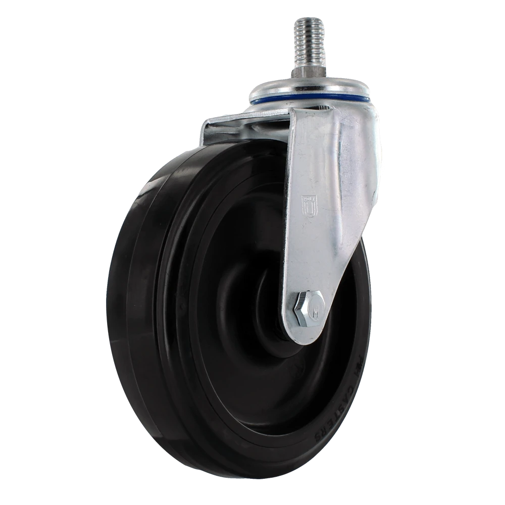 5 Inch Front Swivel Shopping Cart Caster with Lock Nut - Zinc Plated Steel | 250 lbs Capacity CasterHQ
