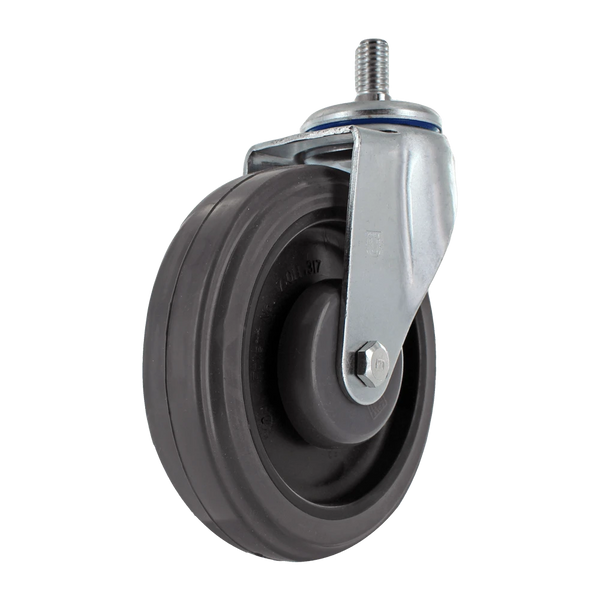 5 Inch Swivel Shopping Cart Caster - Zinc Plated Steel | Lacquer Dip Finish TPR Wheel CasterHQ
