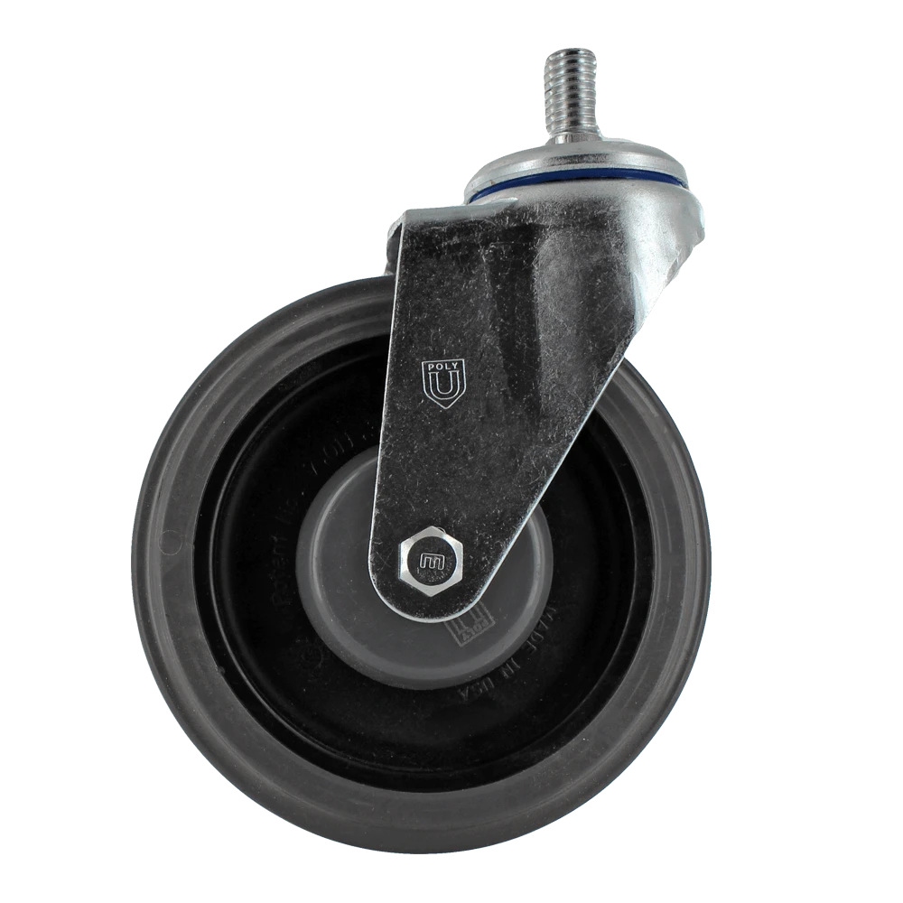 5 Inch Swivel Shopping Cart Caster - Zinc Plated Steel | Lacquer Dip Finish TPR Wheel CasterHQ